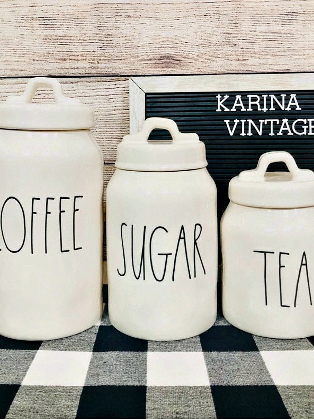 Rae Dunn Coffee Sugar Tea Canister Set White